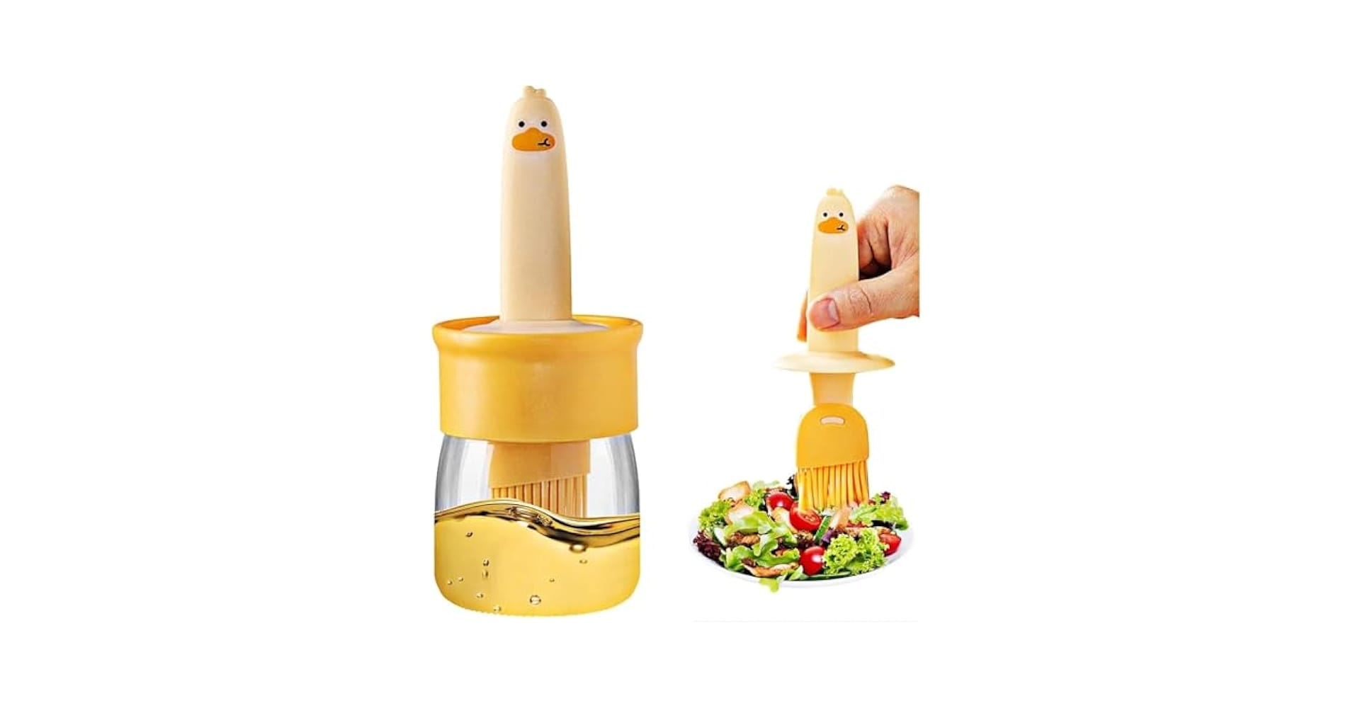 Duck Oil Dispenser Bottle with Yellow Silicone Brush