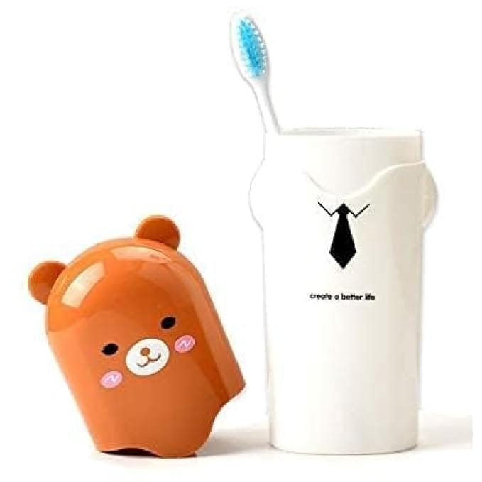 Portable Cartoon Animal Design Toothbrush Holder Box Best for Travel Camping Bathroom (Pack of 1)