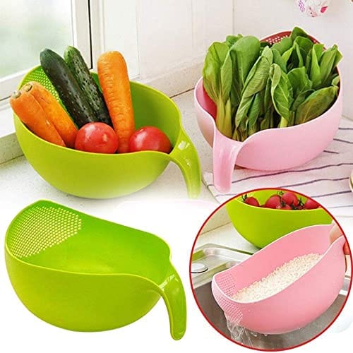 Plastic Multipurpose Rice Wash Bowl with Handle