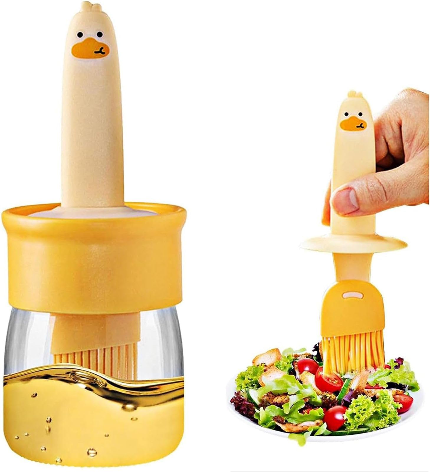 Duck Oil Dispenser Bottle with Yellow Silicone Brush