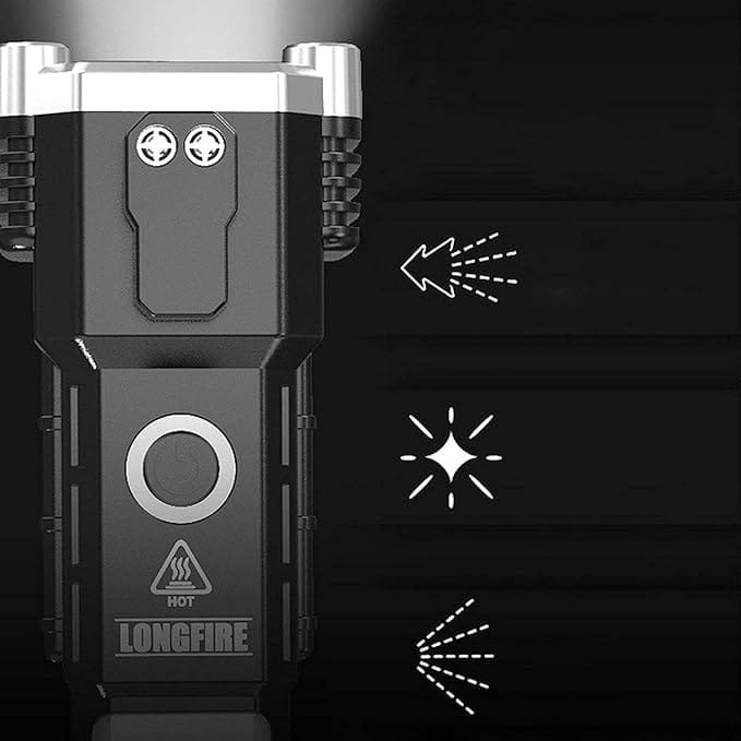 LED 3W Torch Light 7 Mode Torch Light 7 Mode Rechargeable Solar Torch Flashlight Use for Car Emergency Tool Life-Saving Tool Torch Rechargeable LED Flashlight