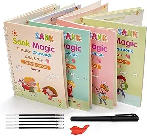 Original Sank Magic Book | Magic Practice Book | Kids Learning Book | Dehler Early Education Book For Children 4 Books + 10 Refill + 1 Pen + 1 Grip