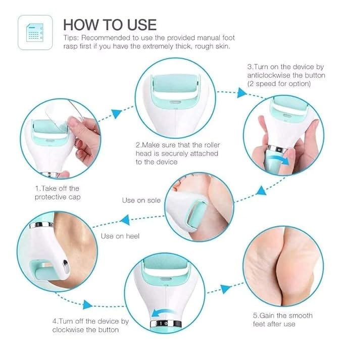 Smooth Pedicure USB Roller Electronic Callus Remover Foot Cleaner Scraper Hard Skin Foot Scrubber Pedicure Tools Callus Remover