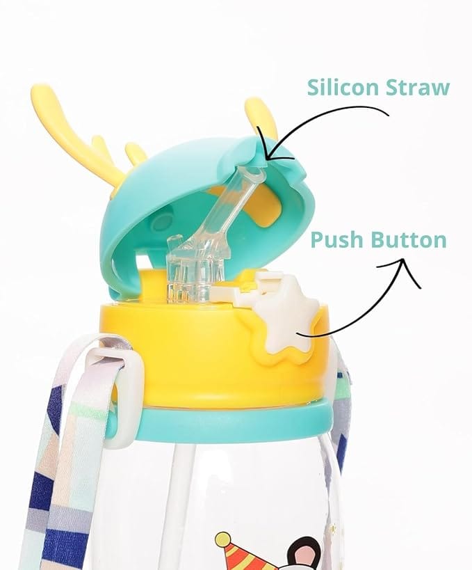 Cartoon Water Bottle with Straw