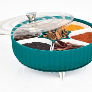 Masala Box - 7 Section Spices Storage Containers 360° Revolving Elegant Spice & Rangoli Dabba Box Set for Kitchen, Dabba Storage Container Unique Portable Masala Box