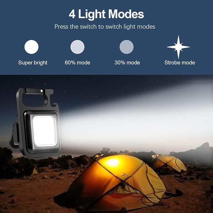 Mini LED 4 Mode Rechargeable Magnetic Portable Small Metal COB Keychain Light