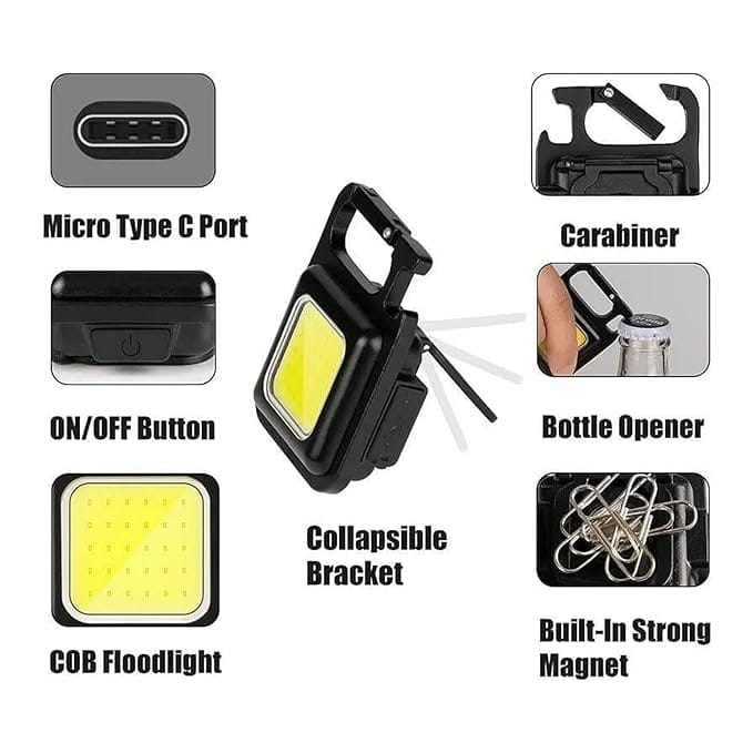 Mini LED 4 Mode Rechargeable Magnetic Portable Small Metal COB Keychain Light