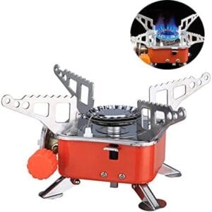 Portable Gas Stove Square-Shaped Gas Butane Burner Camping Stove Folding Furnace Stove travelling Stainless Steel Cooking Stove with Storage Bag