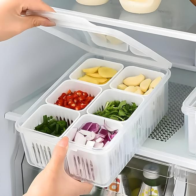 6-Grid Fridge Storage Organizer