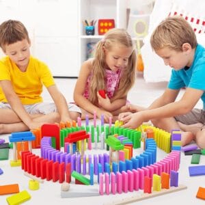 120 pcs Colorful Wooden Domino Block Set for Kids