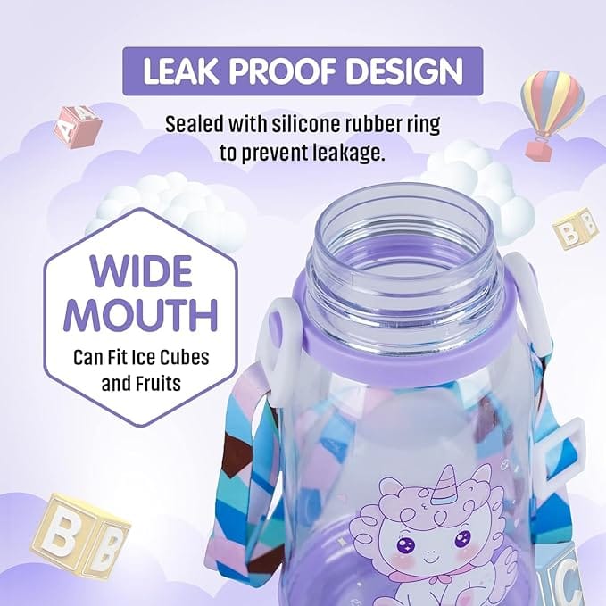 Cartoon Water Bottle with Straw