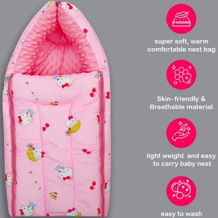 Born Babies Infants Printed Carry Bed Cum 3 in 1 Baby Sleeping Bag