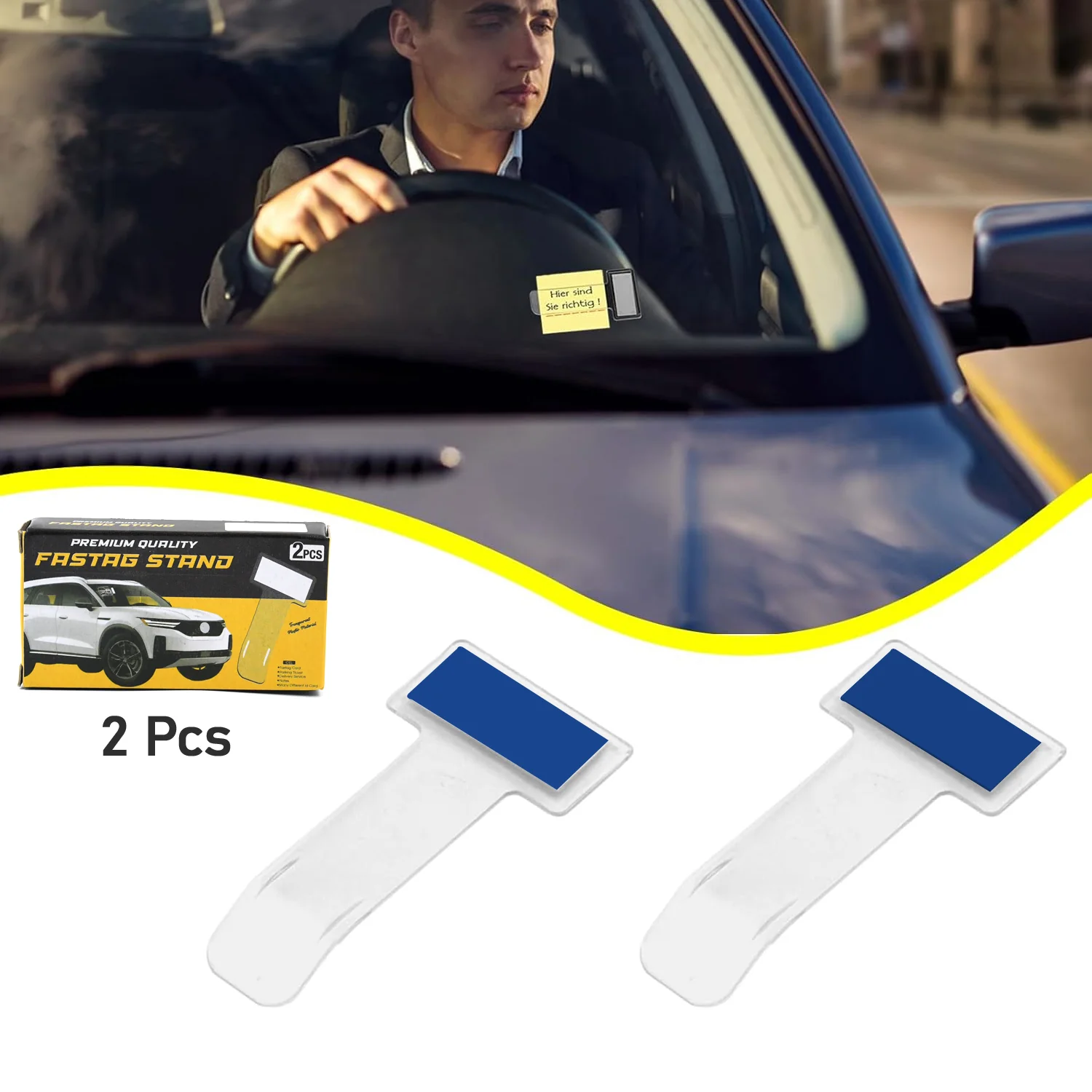 Car Fast Tag Cover, Fast Tag Holder, Windscreen Cardholder, Transparent Ticket Holder Car Fast Tag Stand, (Pack of 2