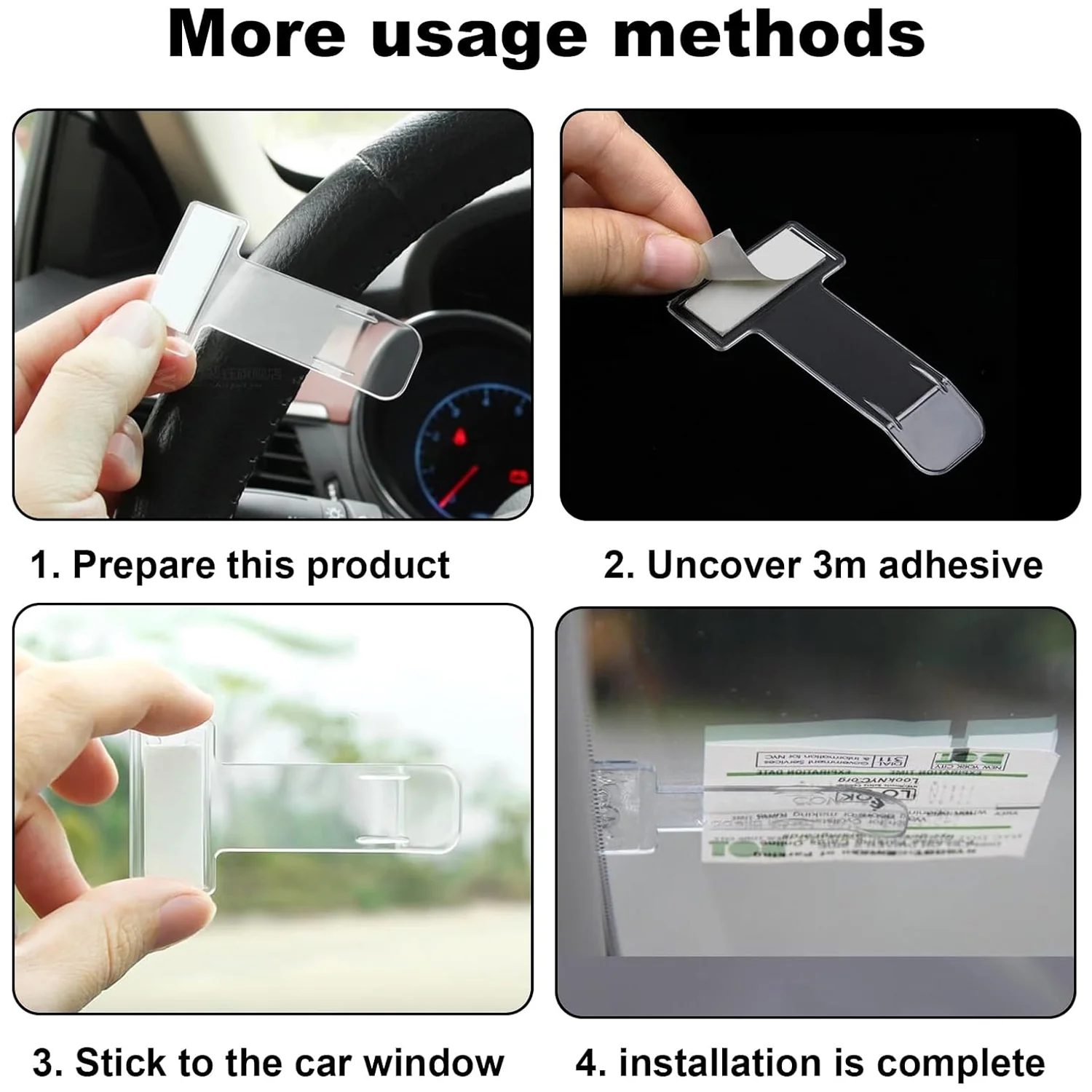 Car Fast Tag Cover, Fast Tag Holder, Windscreen Cardholder, Transparent Ticket Holder Car Fast Tag Stand, (Pack of 2