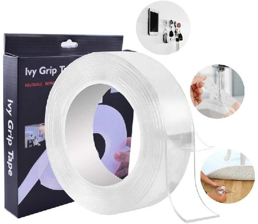 Ivy Grip Tape Double Sided Adhesive Silicon Tape Transparent Heavy Adhesive | Multi-Functional | Sticky | Anti-Slip Gel |
