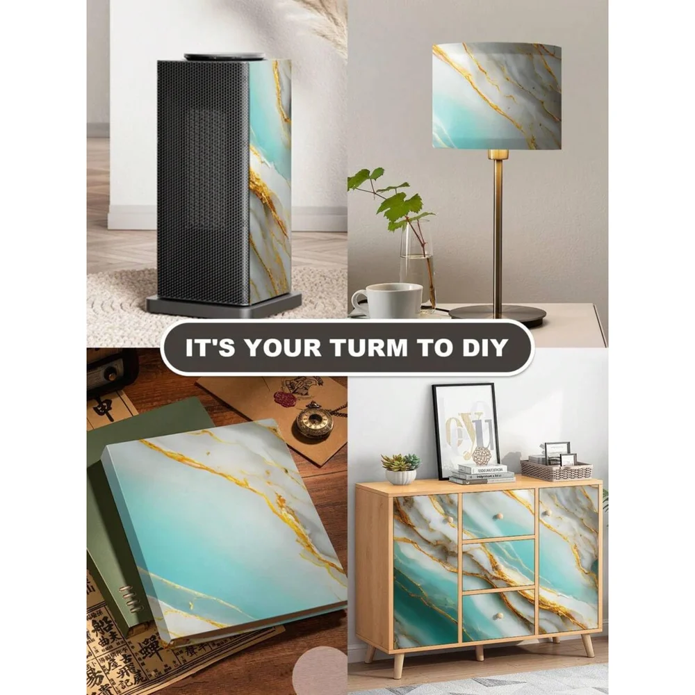 Light Sky Blue Golden Marble Wallpaper for Classic Wallpaper, 200 cm x 60 cm