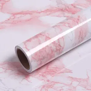 Pink Marble Wall Stickers Oil Proof Heat Resistant Waterproof Wallpaper for Home Furniture, Cabinets, (60×200 cm)
