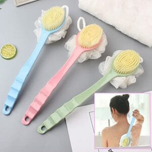 2 IN 1 Back Body Bath Brush with Bristles and Loofah Back Scrubber