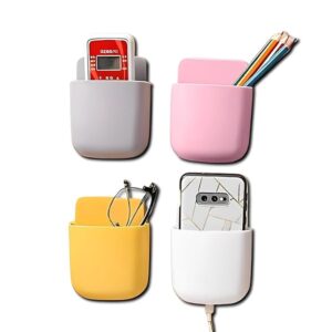 4PCS Wall Mount Storage Box, Remote Stand, Mobile Holder Stand,TV Remote Stand, Toothbrush Holder, Wall Mounted Mobile Stand, Storage Organizer Wall Mounted