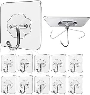 Adhesive Hooks Strong Sticky Kitchen Hooks Wall Hanger for Kitchen Bathroom Hook 10 (Pack of 10)