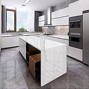 Kitchen Backsplash White Marble Foil Sticker Oil and Waterproof Self Adhesive foil Paper for Home Improvement or Kitchen(60*200)