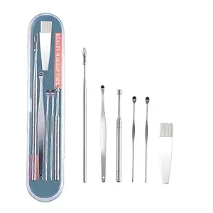 6 Pcs Ear Pick with a Storage Box Earwax Removal Kit and 1 Flash Light Ear Cleansing Tool Set
