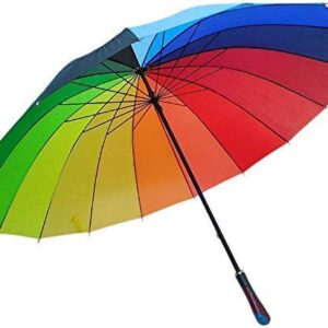 Colorful 75 cm Rainbow Umbrella, Multi-Coloured Canopy, Robust Frame, Auto-Open Function, Rain and Sun