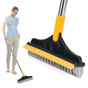 2 in 1 Rubber Bathroom Cleaning Brush Wiper Tiles Cleaning Floor Scrub Brush with Long Handle 120° Rotate Home Kitchen Bathroom Cleaning Brush