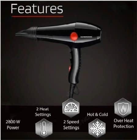 Choaba Hair Dryer, 2000 Watts Professional Hot and Cold Hair Dryers with 2 Switch for Men and Women
