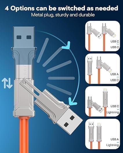 4 In 1 Data Cable Fast Charging Portable Cord For Travel/Outdoor