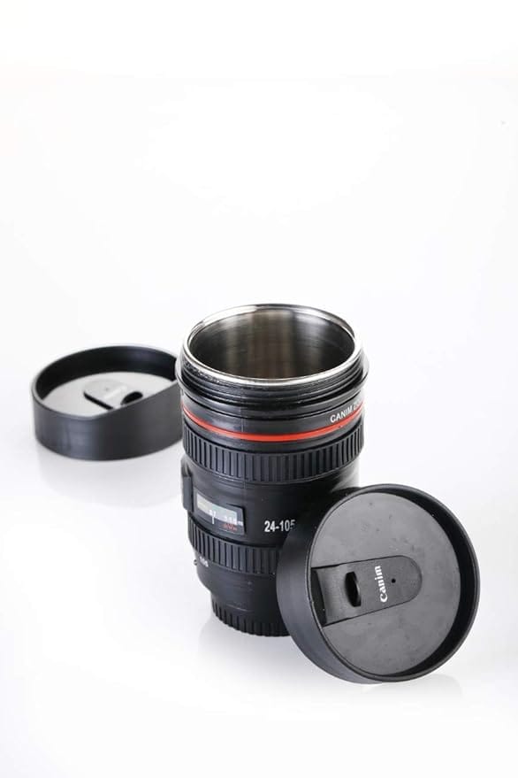Camera Lens Shaped Coffee Mug Flask with Lid Coffee & Tea Mug Camera Shape Drinking Mug