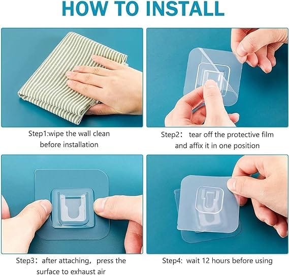 pack of 5 male, female sticker Double Sided Adhesive Wall Hooks Utility Hooks,Self Adhesive Hooks For Bathroom Kitchen Hanging,Diy Wall Hooks For Hanging Heavy Duty,Waterproof & Oil-Proof Wall Hanger Holder