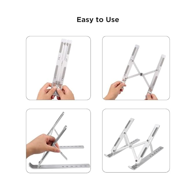 7 Angles Metal Folding Portable Laptop Tabletop Stand, Adjutable Aluminium Laptop Raiser