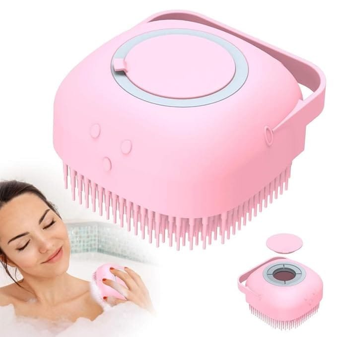 Silicone Bath Body Brush Shower Scrubber, Mud & Dirt Remover with Shower Gel Dispenser Soft Massager with Non-toxic Brushes