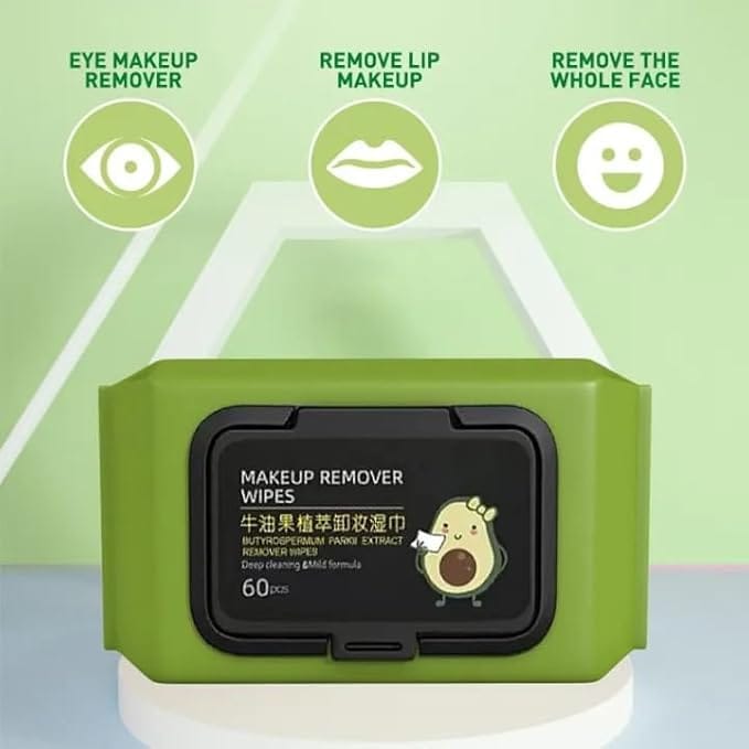 MAKEUP REMOVER WIPES, Avocado Moisturizing Deep Cleaning Wipes Makeup Remover Facial Wipes