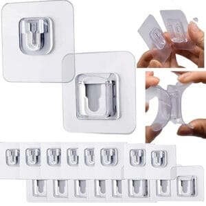 pack of 5 male, female sticker Double Sided Adhesive Wall Hooks Utility Hooks,Self Adhesive Hooks For Bathroom Kitchen Hanging,Diy Wall Hooks For Hanging Heavy Duty,Waterproof & Oil-Proof Wall Hanger Holder