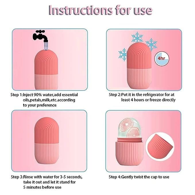 Ice Roller for Face Massager | Reusable Ice Holder Tool for Glowing & Clear Skin | Easy to Use and Carry | Cold Massage Therapy for Skin