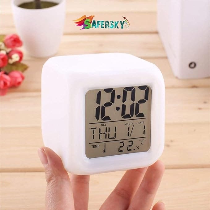 7 Color Automatic Changing Smart LED Digital Alarm Clock with Date