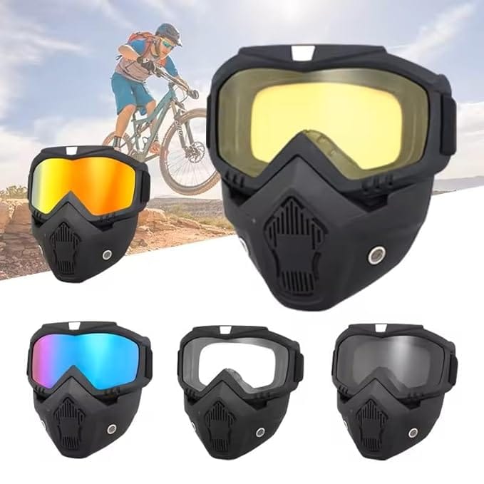 3 in 1 Bike Scoter Motorcycle Protective Goggles Bike Face Mask Bike Face Shield, Rainbow Visor