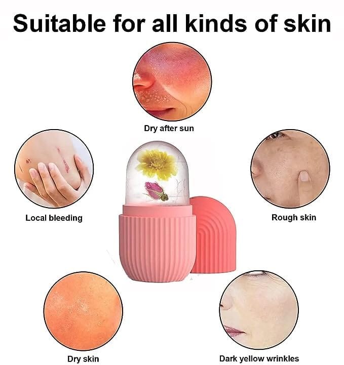 Ice Roller for Face Massager | Reusable Ice Holder Tool for Glowing & Clear Skin | Easy to Use and Carry | Cold Massage Therapy for Skin