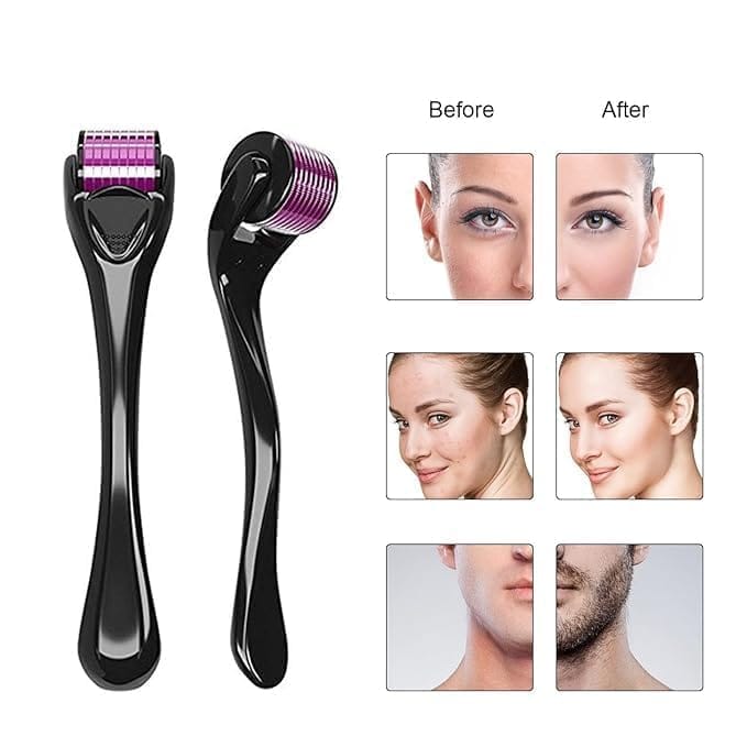 Derma Roller 0.5mm Derma Roller with 540 Titanium Alloy Micro Needles 0.5 mm | Suitable for Beard | Reduces Hair Fall