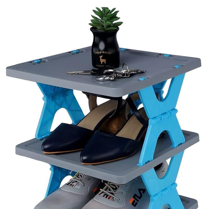 6 LAYER SHOE RACK X DESIGN FOLDABLE SHOE CABINET STORAGE FOR HOME,PLASTIC COLLAPSIBLE SHOE STAND.