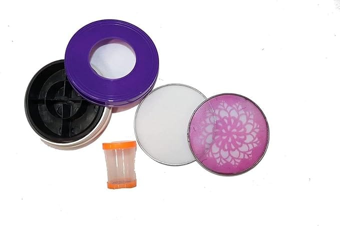 Magic Rangoli Box with 4-Inch Printed and Plain Jalis, Filter, and Set for Creative Art