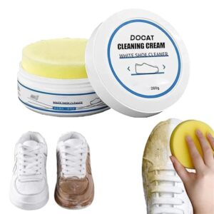 Shoe Cleaner Cream with Sponge, White Shoe Cleaner Stain Remover, Shoe Polish Whitening Cream Cleaning Kit for Sneaker Cleaner, White Shoes, Leather Shoes, Sports Shoes, Canvas Shoes (260gm)