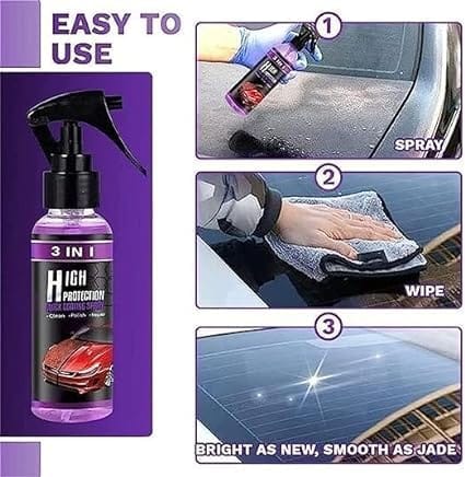 3-in-1 High Protection Car Spray, Car Coating Agent Quick Car Coating Spray, Water-Proof, Fouling Resistance, Anti-Aging, Suitable For Car Polishing, 1 Pack, 200ml