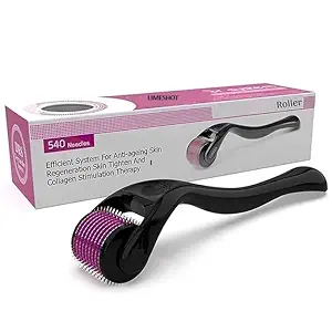 Derma Roller 0.5mm Derma Roller with 540 Titanium Alloy Micro Needles 0.5 mm | Suitable for Beard | Reduces Hair Fall