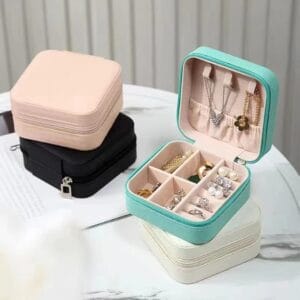 Leather Small Jewelry Box, Travel Portable Jewelry Case For Ring, Pendant, Earring