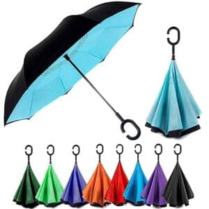 Reverse Inverted Windproof Upside Down Umbrellas with C-Shaped Handle Umbrella C Handle Umbrella