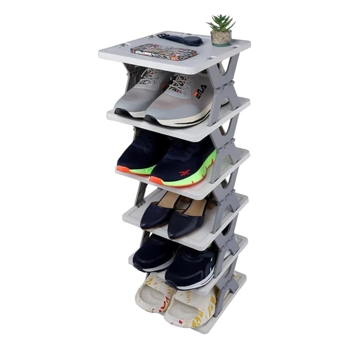 6 LAYER SHOE RACK X DESIGN FOLDABLE SHOE CABINET STORAGE FOR HOME,PLASTIC COLLAPSIBLE SHOE STAND.