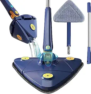 360° Rotatable Adjustable Triangle Cleaning Mop with Stainless Steel Long Handle Push-Pull Squeezing Cleaning Mop Dry & Wet Mop Floor Windows Cleaning